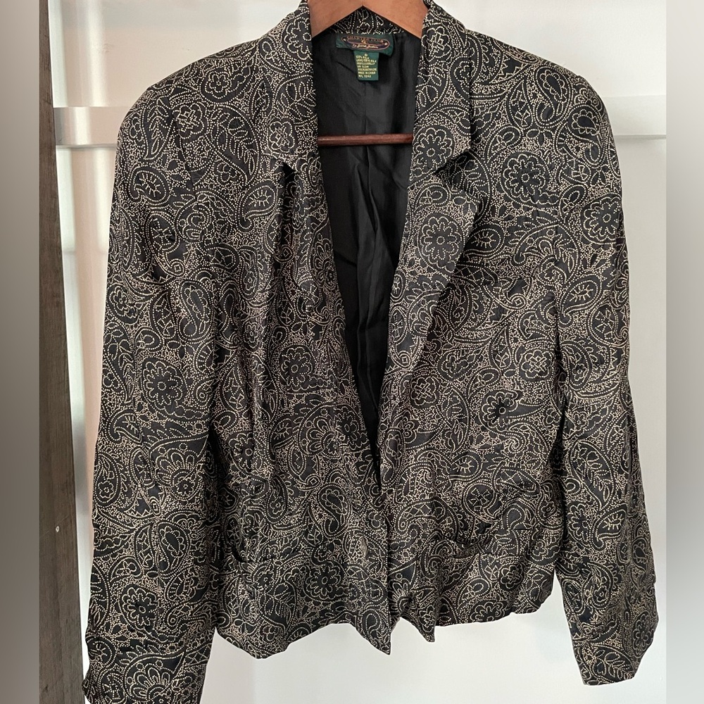 Charter Club Black Vintage Blazer with Paisley Design